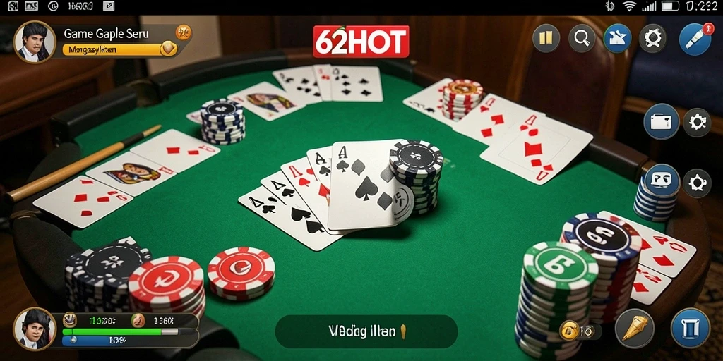 Tampilan gameplay Gaple yang seru dan menarik di 62HOT.