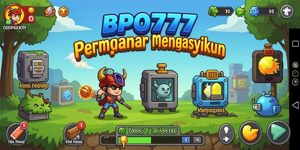 Tampilan gameplay Idle BPO777 dengan grafis yang cerah.
