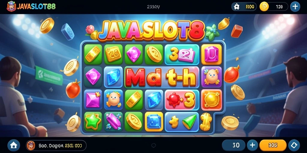 Screenshot JAVASLOT88 menampilkan gameplay Match-3 yang seru dan penuh warna.