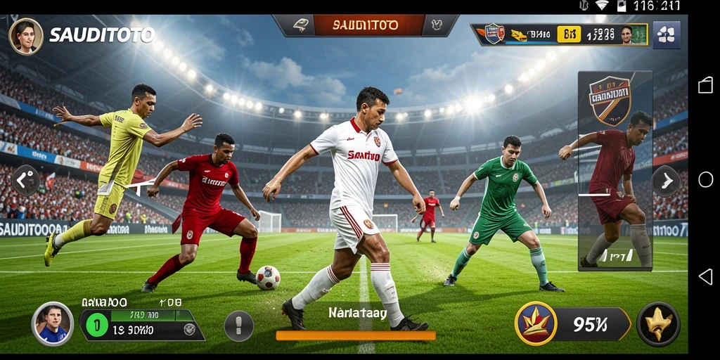 Tangkapan layar gameplay SAUDITOTO menampilkan aksi olahraga yang mendebarkan.