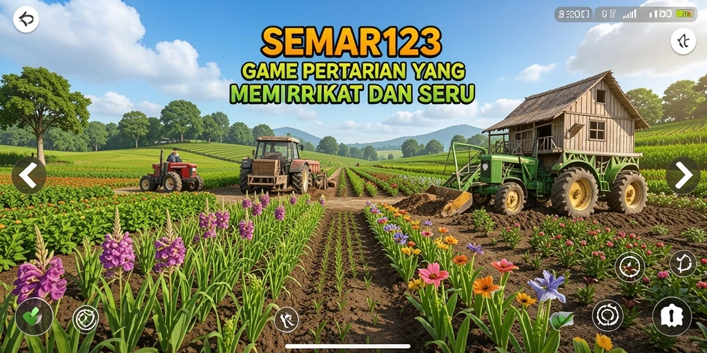 Screenshot gameplay SEMAR123 menampilkan ladang penuh tanaman hijau.