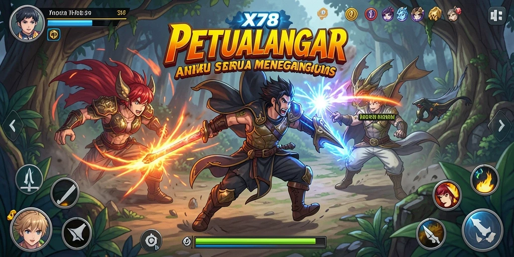 Screenshot gameplay X78 menampilkan karakter anime dalam aksi yang menegangkan.